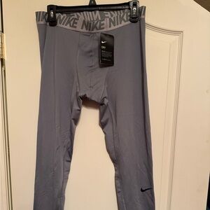 Nike Adult Men's Size XL Solid Gray Low Rise Compression Pants New With Tags